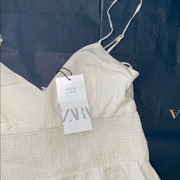 ZARA V NECK LINEN VOLUMINOUS FLOWY MAXI MIDI DRESS - Picture 12 of 14